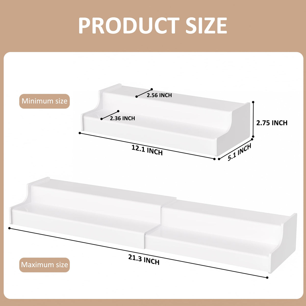 Sezanrpt 2 tier spice rack side view showing slim profile for tight spaces.