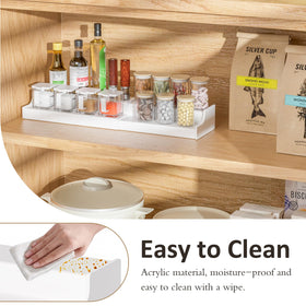 Sezanrpt 3 tier spice rack in cabinet keeps countertops tidy.