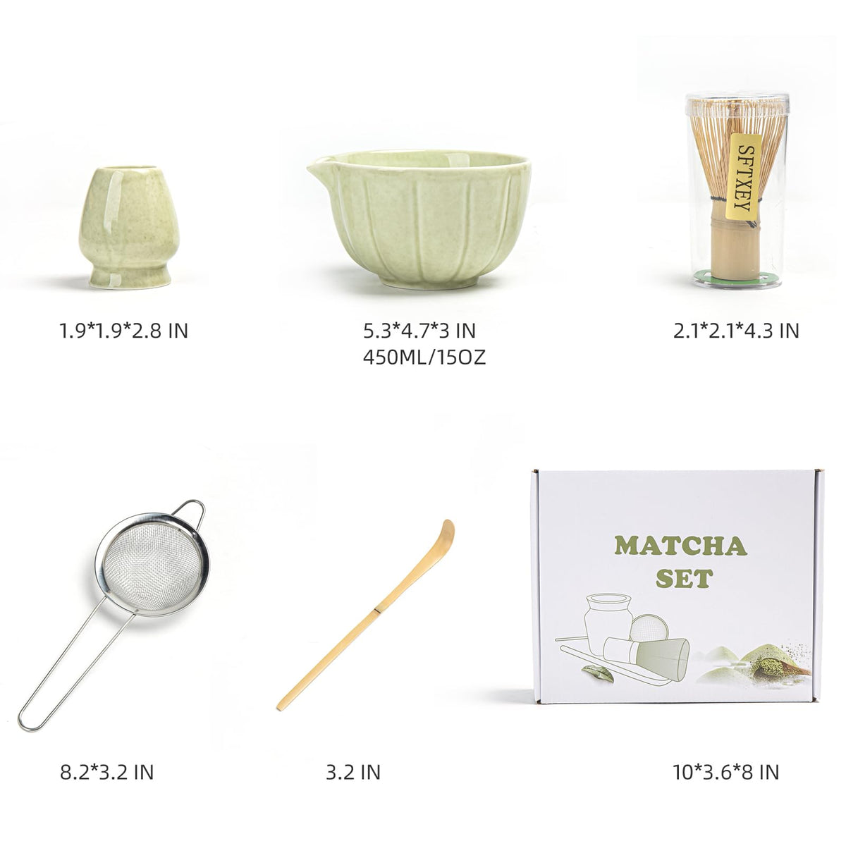 SFTXEY glazed matcha bowl close-up highlights scratch-resistant glaze