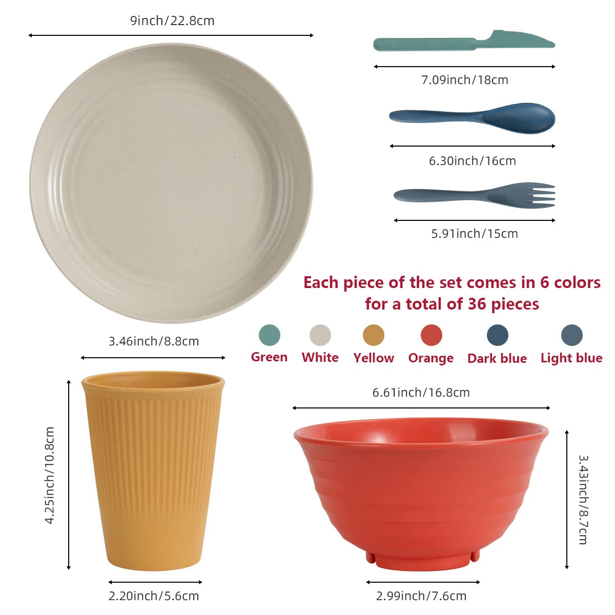 SGAOFIEE unbreakable plates and bowls ideal for homes with kids.