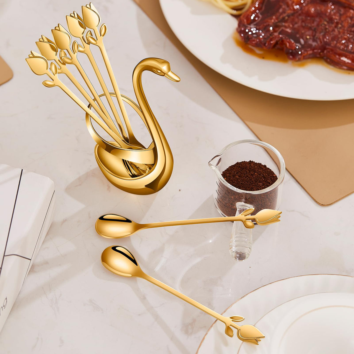 SGVRPVZ coffee spoon holder table centerpiece enhances dining room aesthetics.