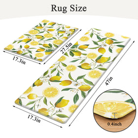 SHACOS anti-fatigue lemon kitchen mats pair side view showing size coverage