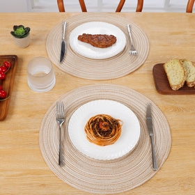 SHACOS placemats used for holiday table setting with neutral tones