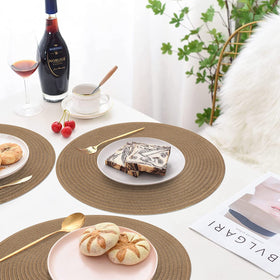 SHACOS brown placemat in holiday tablescape