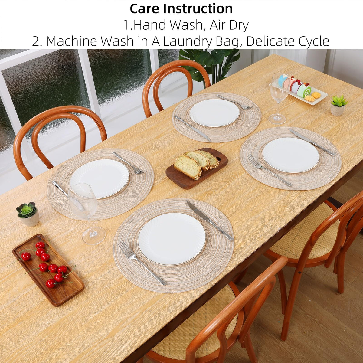 SHACOS braided round placemats frame plates while protecting surfaces and enhancing style.