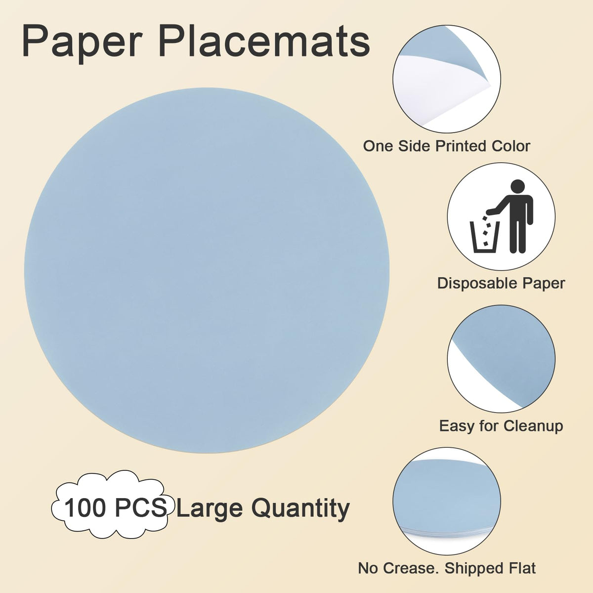 SHACOS 100pcs round placemats provide bulk value for big gatherings and events.