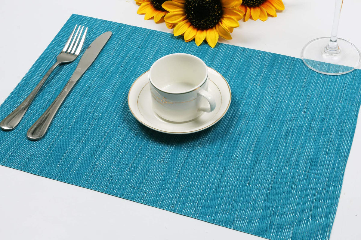 Durable PVC woven placemats resist wear and color fading.