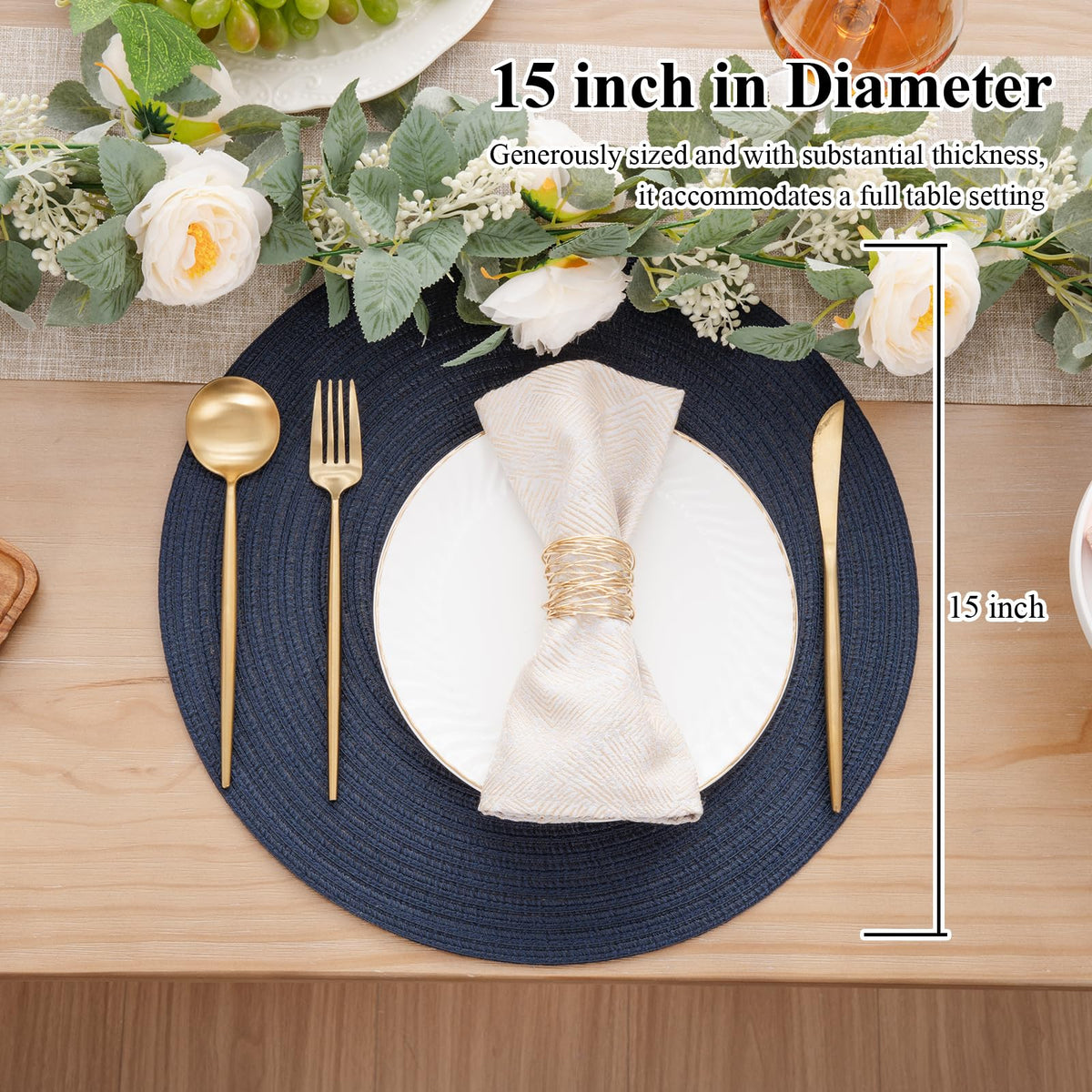 SHACOS round placemats fit round, rectangular, and oval tables for versatility.