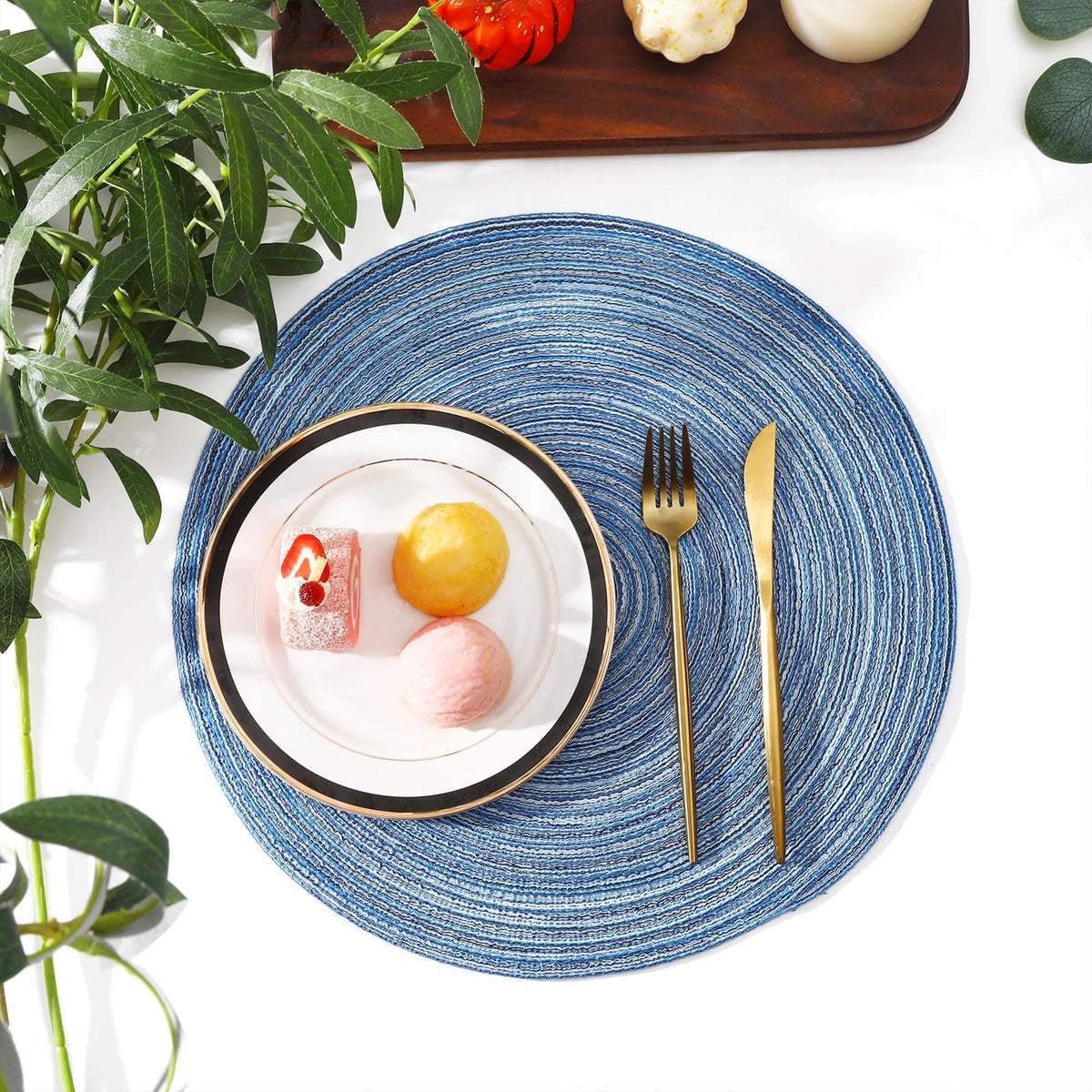 SHACOS braided placemats blue-gray enhance table decor during gatherings