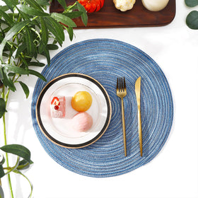 SHACOS braided placemats blue-gray enhance table decor during gatherings
