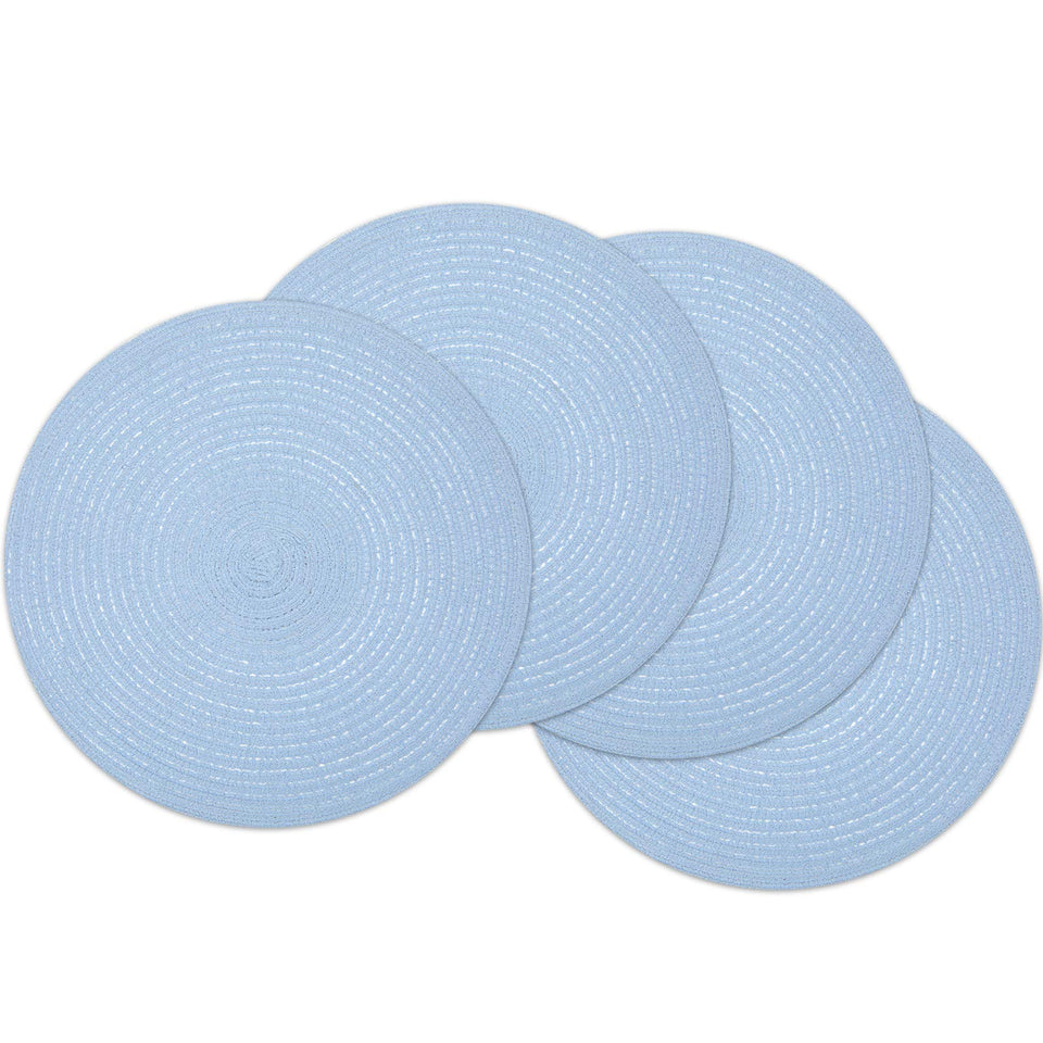 SHACOS round braided placemats, 15-inch diameter, protect tables during every meal.