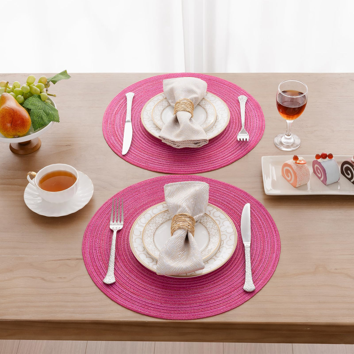 SHACOS placemats with 15 inch diameter on a dining table