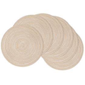 SHACOS round placemats beige 15-inch on a wooden table for everyday dining