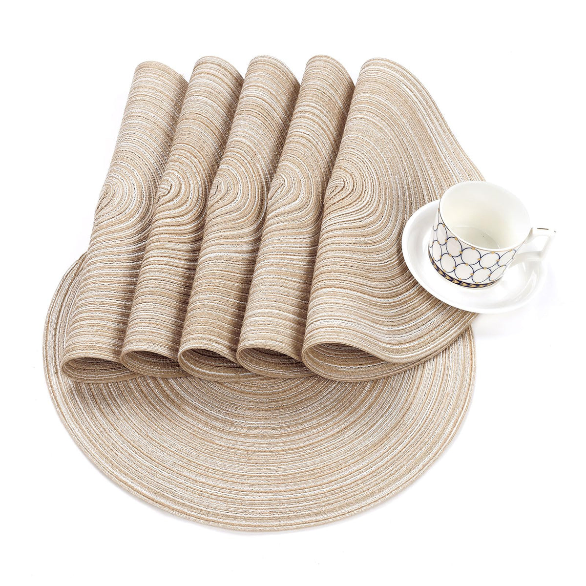 SHACOS everyday beige braided placemats coordinate with decor