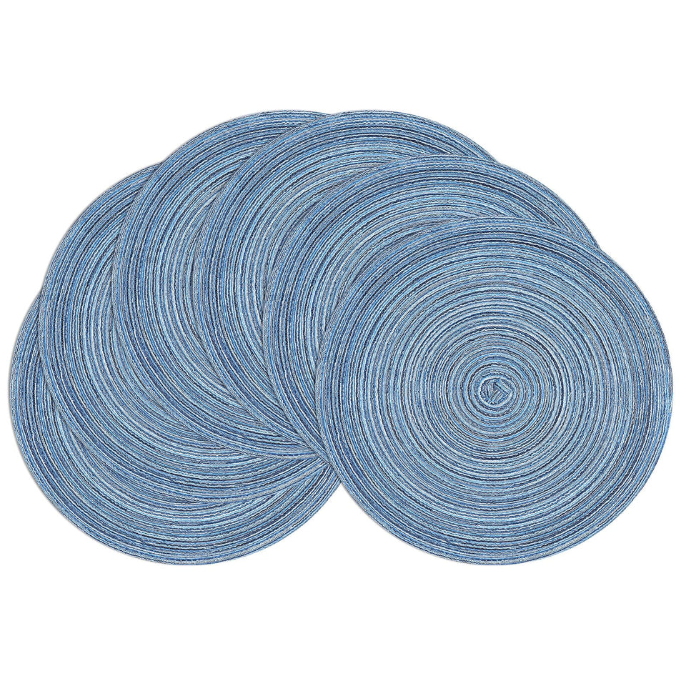 SHACOS round braided placemats folded for easy transport and storage