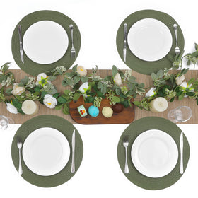 SHACOS olive green braided placemats add texture to table decor