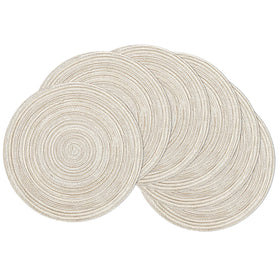 SHACOS round braided placemats, 15-inch ivory mixed, protect and elevate dining table