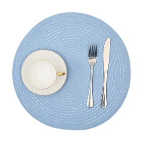 Light blue SHACOS placemats add calm color to dining areas.