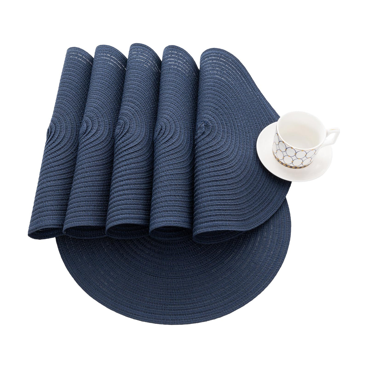 SHACOS braided placemats for indoor or outdoor dining and reuse.
