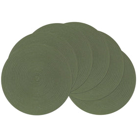 SHACOS round placemats in olive green six-pack ready for dining and protection