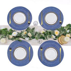 SHACOS braided placemats add tactile interest to a stylish table setup.