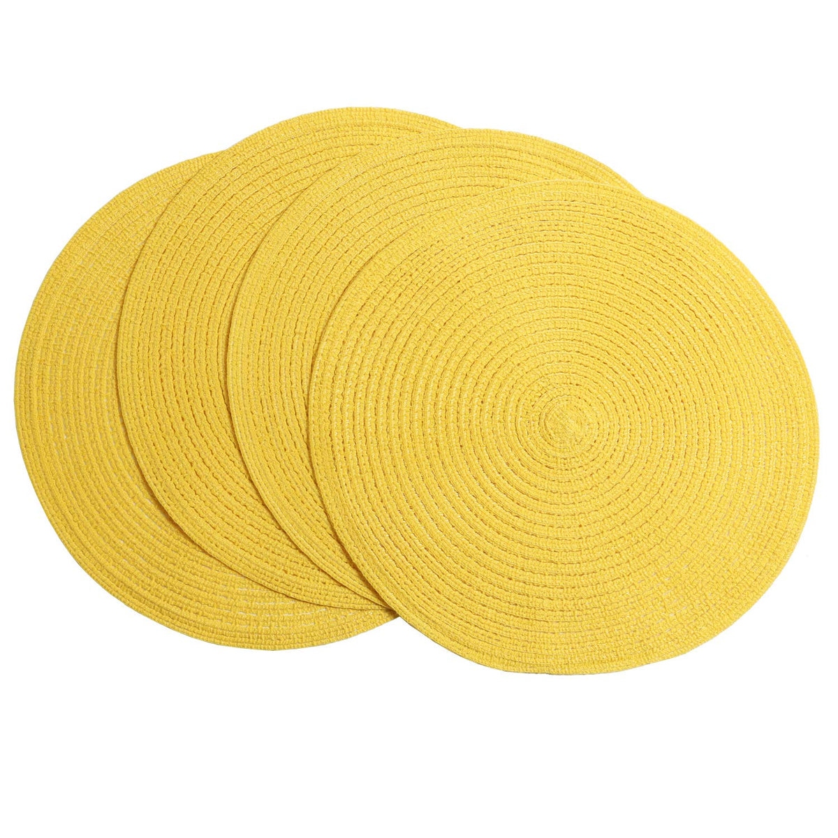 SHACOS round placemats with braid detail add subtle shimmer to the table.
