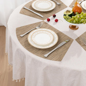 SHACOS wedge shape placemats tan protect plate surface