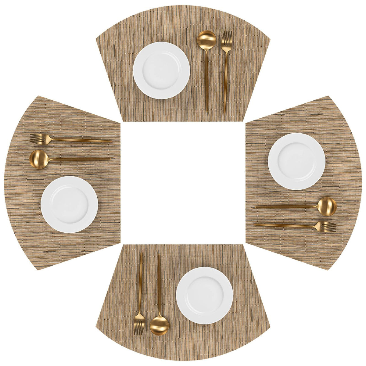 SHACOS wedge shape placemats tan top view protect tables during meals