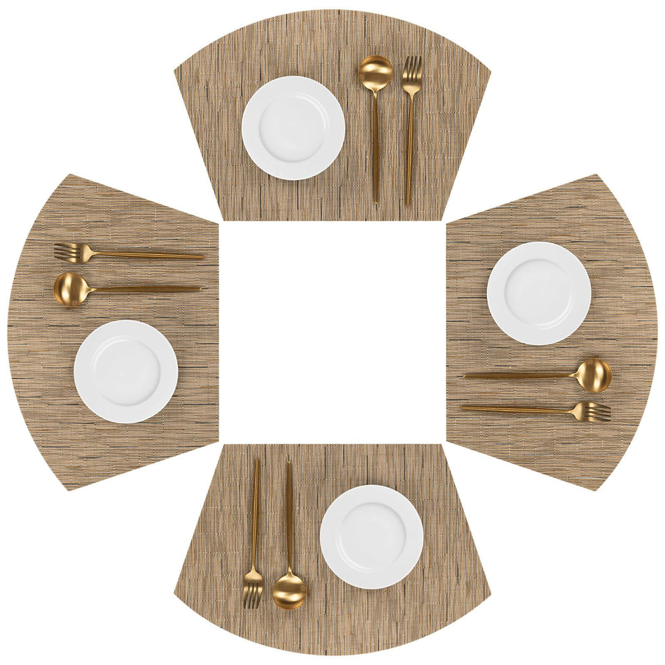 SHACOS wedge shape placemats tan top view protect tables during meals