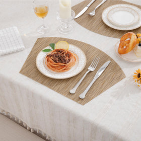 SHACOS woven vinyl placemats round table close-up