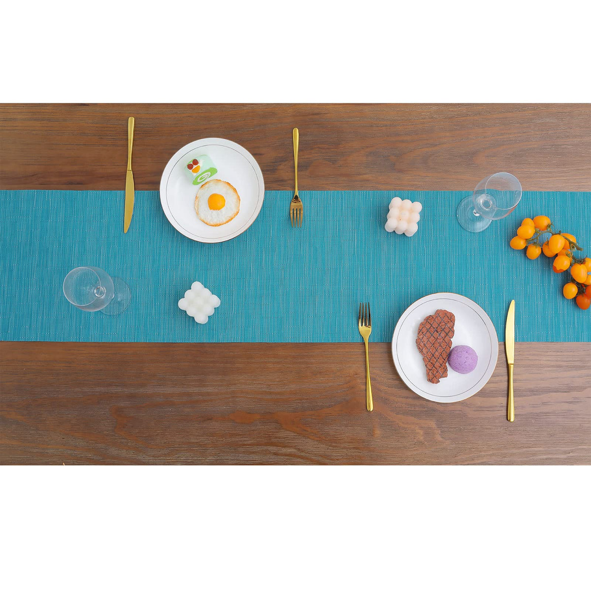 SHACOS placemats Teal reversible weave for dual styling options