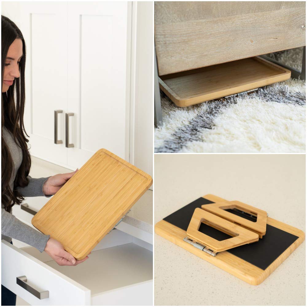 Shamrock Home Bamboo Trayble couch arm table beige finish complements living rooms.