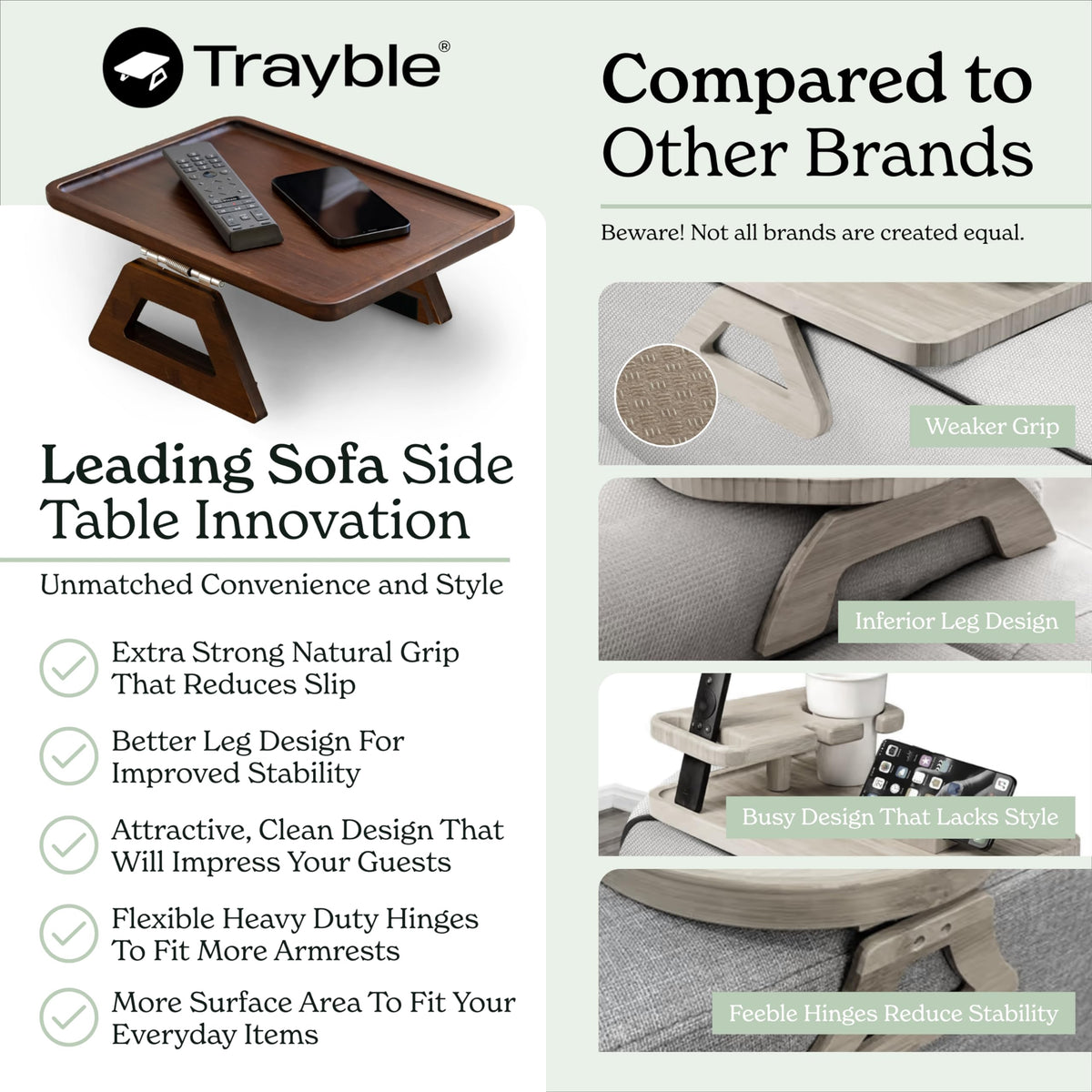Shamrock Home Trayble folded under a couch for compact storage