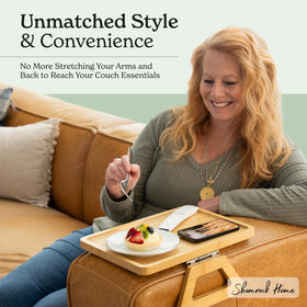 Shamrock Home Bamboo Trayble couch arm table wide grip fits various sofa arms.
