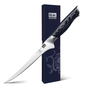 SHAN ZU 7-inch fillet knife closeup edge for precise filleting.