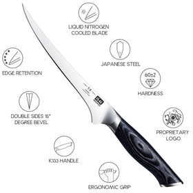 SHAN ZU boning knife with K133 handle for secure grip.