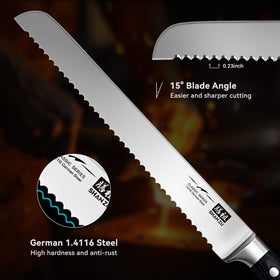 SHAN ZU serrated blade prevents sticking for clean bread cuts