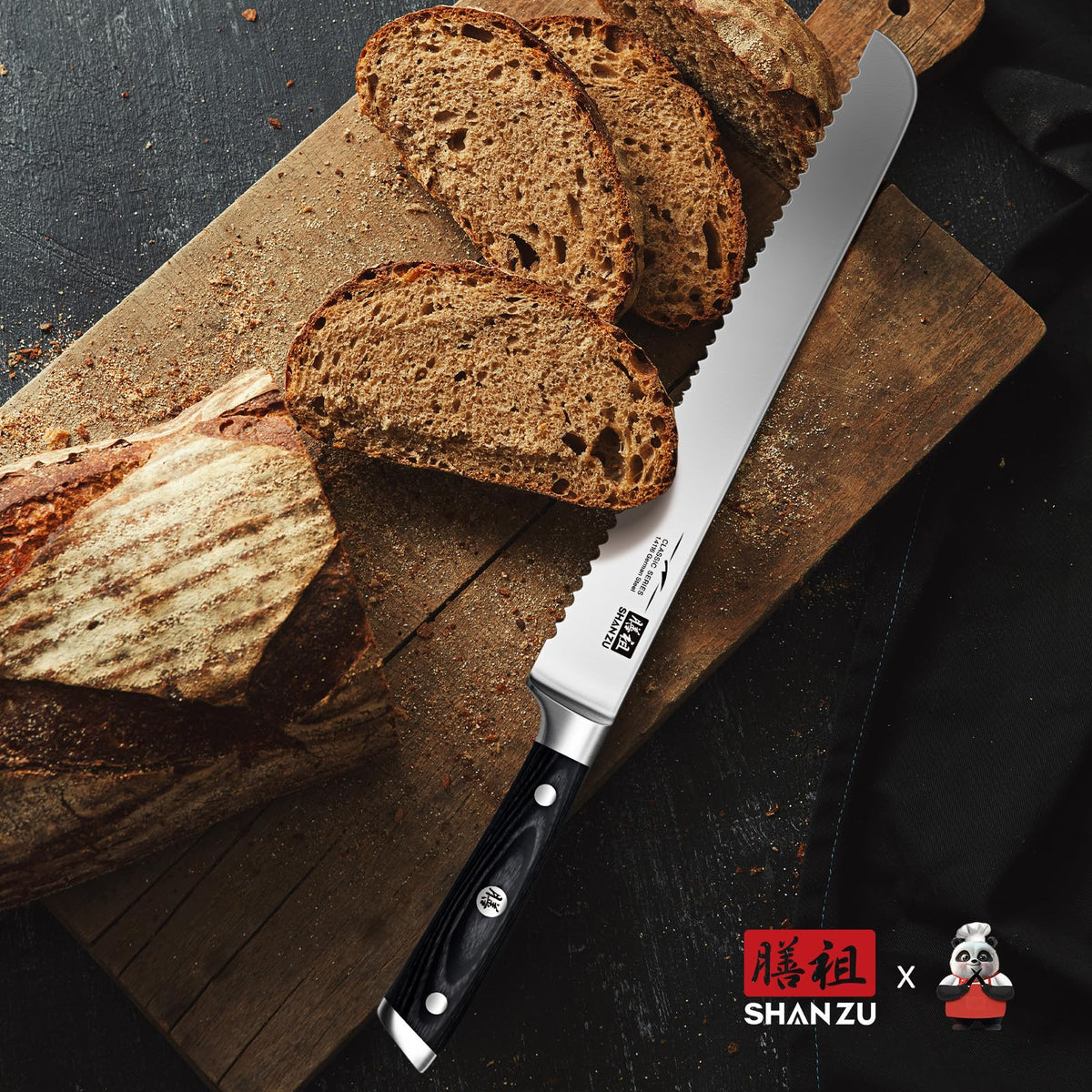 SHAN ZU sourdough slicing with a 10-inch blade for crusty loaves