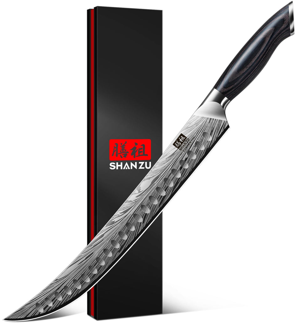 SHAN ZU butcher knife 12-inch blade for precise slicing and carving.