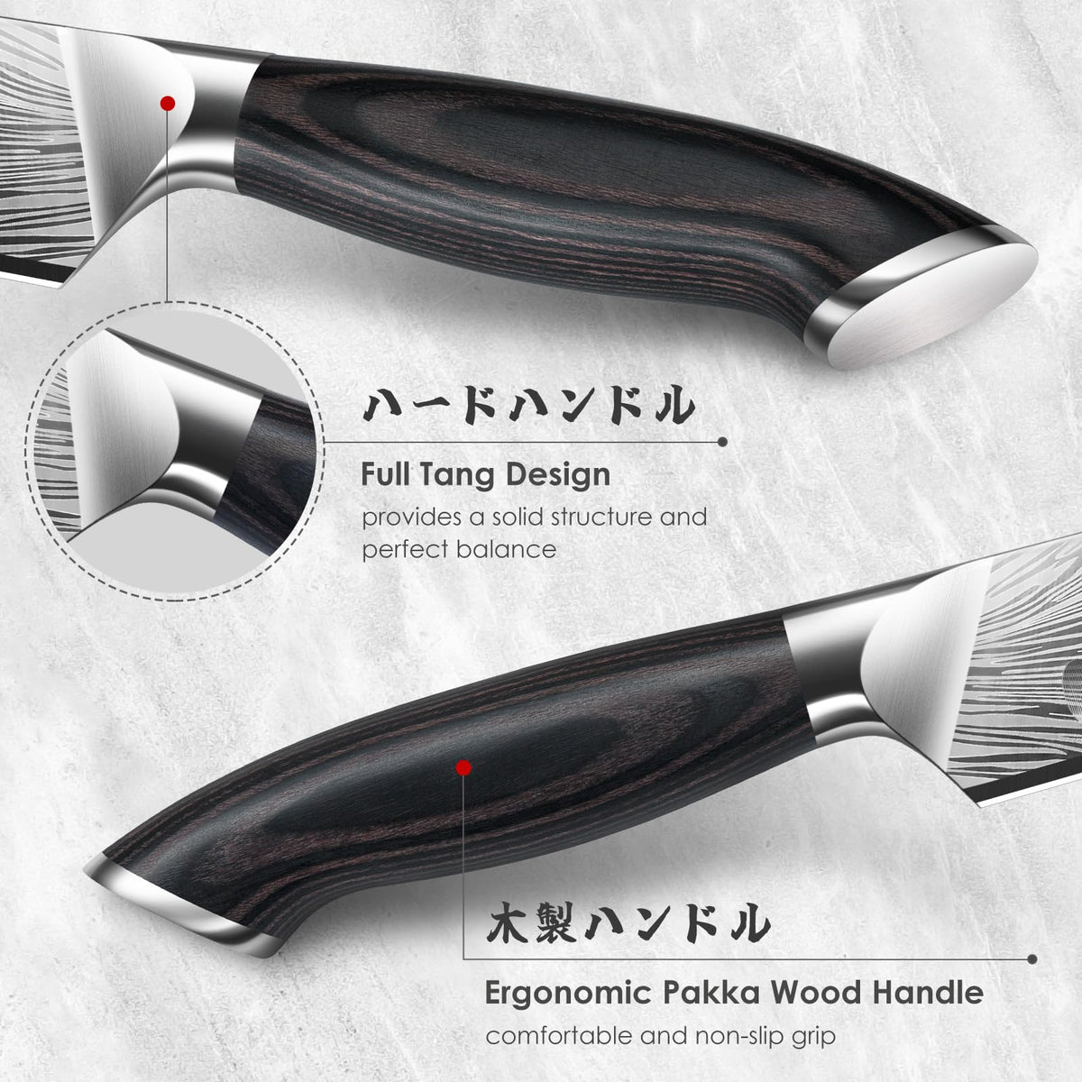 SHAN ZU ergonomic pakkawood handle reduces wrist strain during heavy carving.