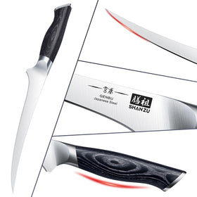 SHAN ZU Japanese super steel blade showcases durability and sharpness.