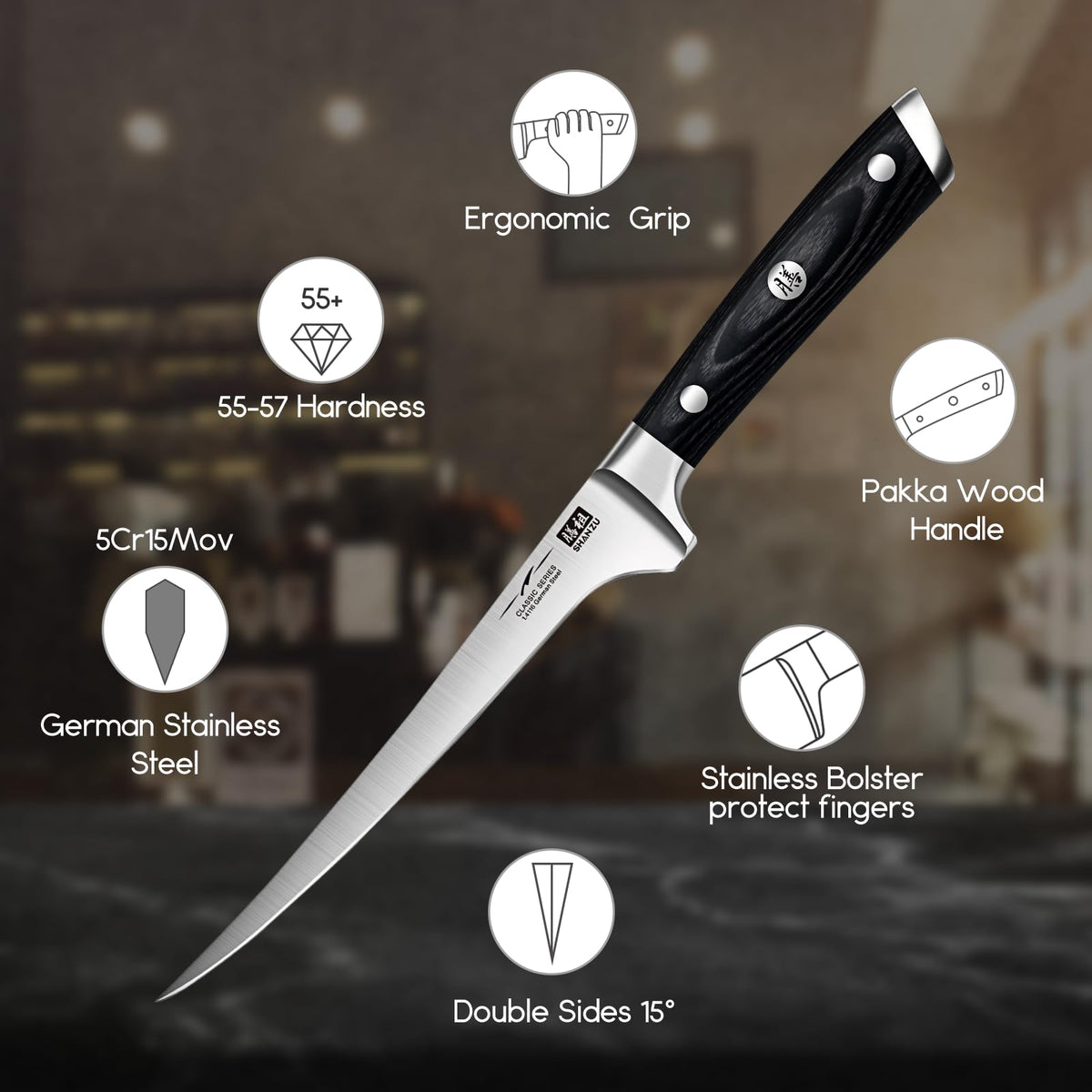 SHAN ZU ultra-thin double-edged blade offers clean, precise cuts.