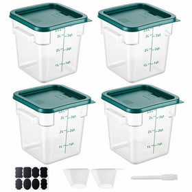 SHANDERBAR 4qt container with green lid, stackable for organized kitchen storage.