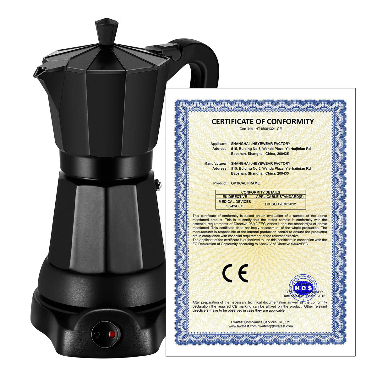 SHANGSKY electric moka pot served-cup scene hints at sharing moments.