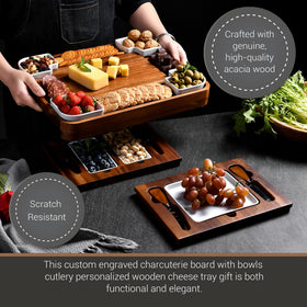 Shanik charcuterie board with removable ceramic plates for versatile party platters