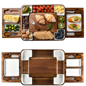 Shanik upgraded acacia cheese board square showing natural wood grain for elegant serving