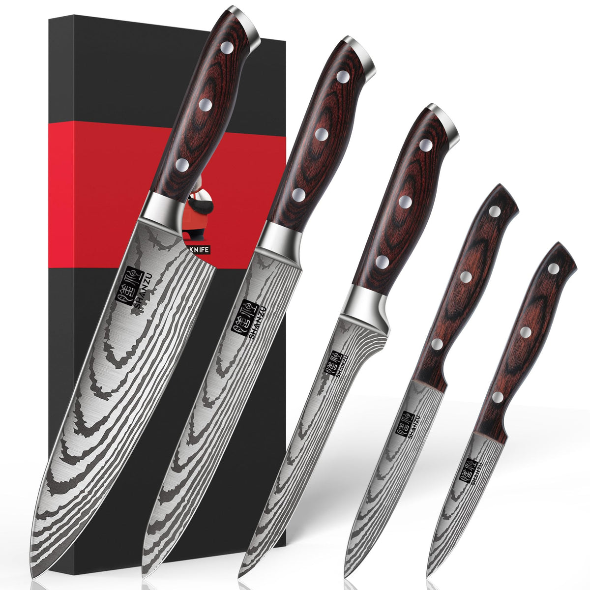 SHAN ZU knife set in block stand showing organized kitchen storage
