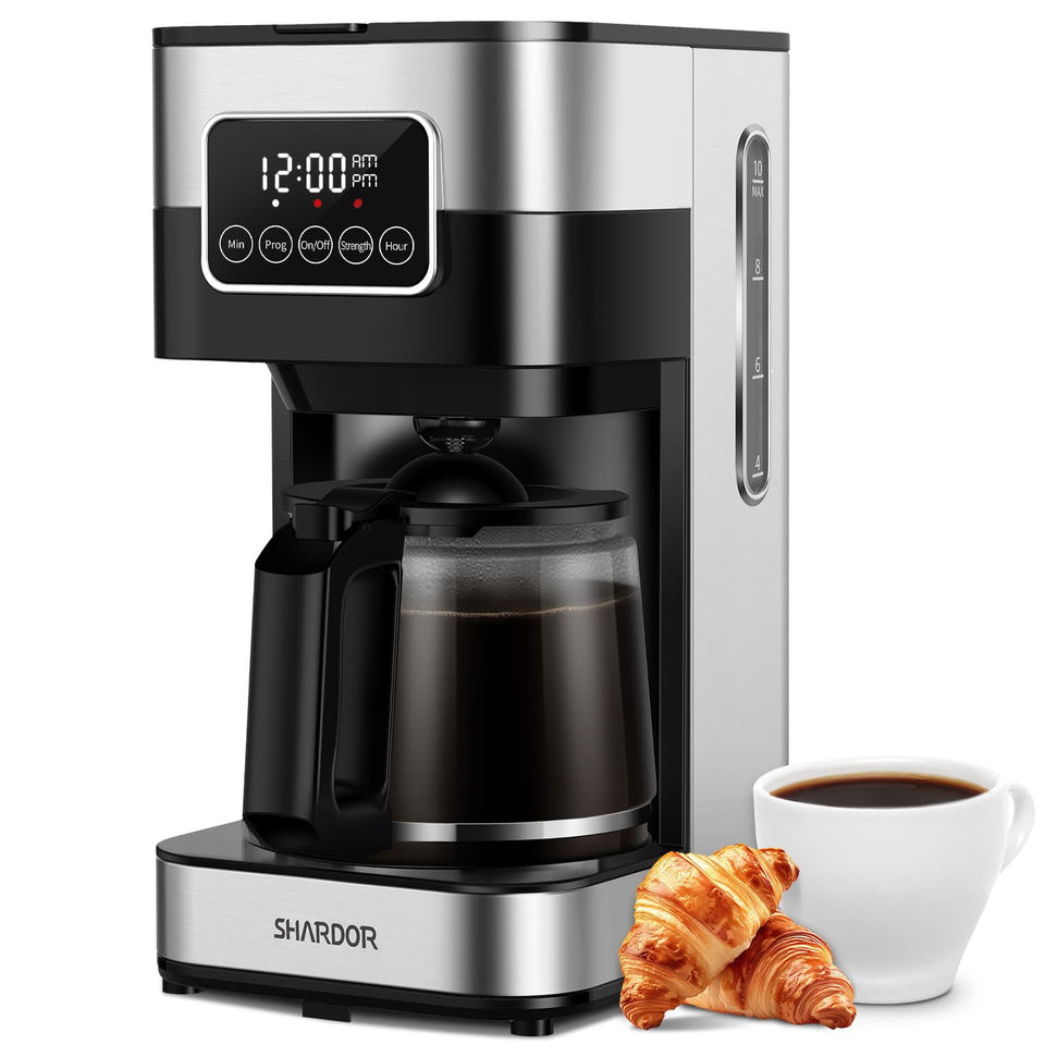 SHARDOR 10-Cup coffee maker front view, ideal for home or office mornings.