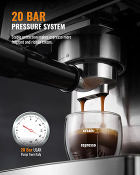 SHARDOR 20-bar pump action illustrating strong extraction and crema formation.