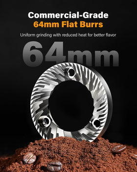 SHARDOR 64mm burr grinder die-cast housing signals long-lasting durability and efficient heat management.